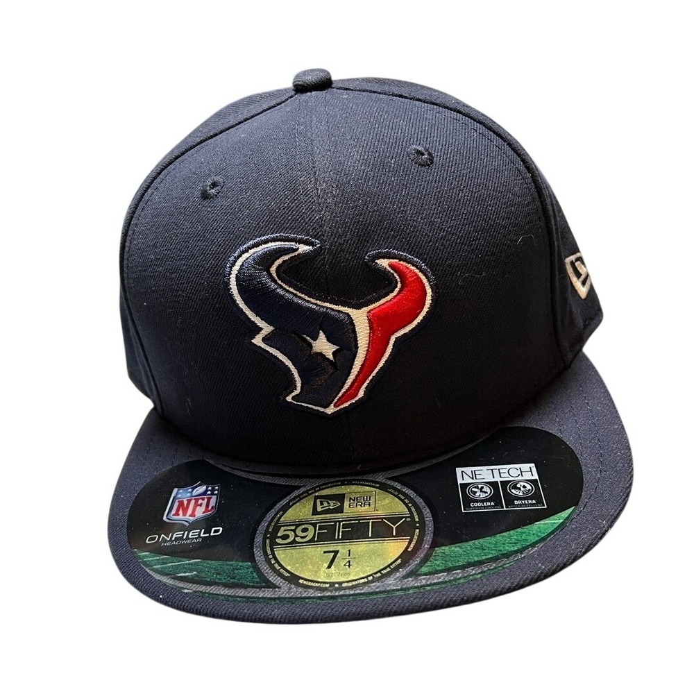 New Era 59FIFTY Hat Mens 7 1/4 Navy Houston‎ Texans NFL On Field Fitted Cap